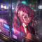 Monika In The Neon City Live Wallpaper