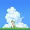 Pixel Dinosaur Chill In Blue Sky Live Wallpaper