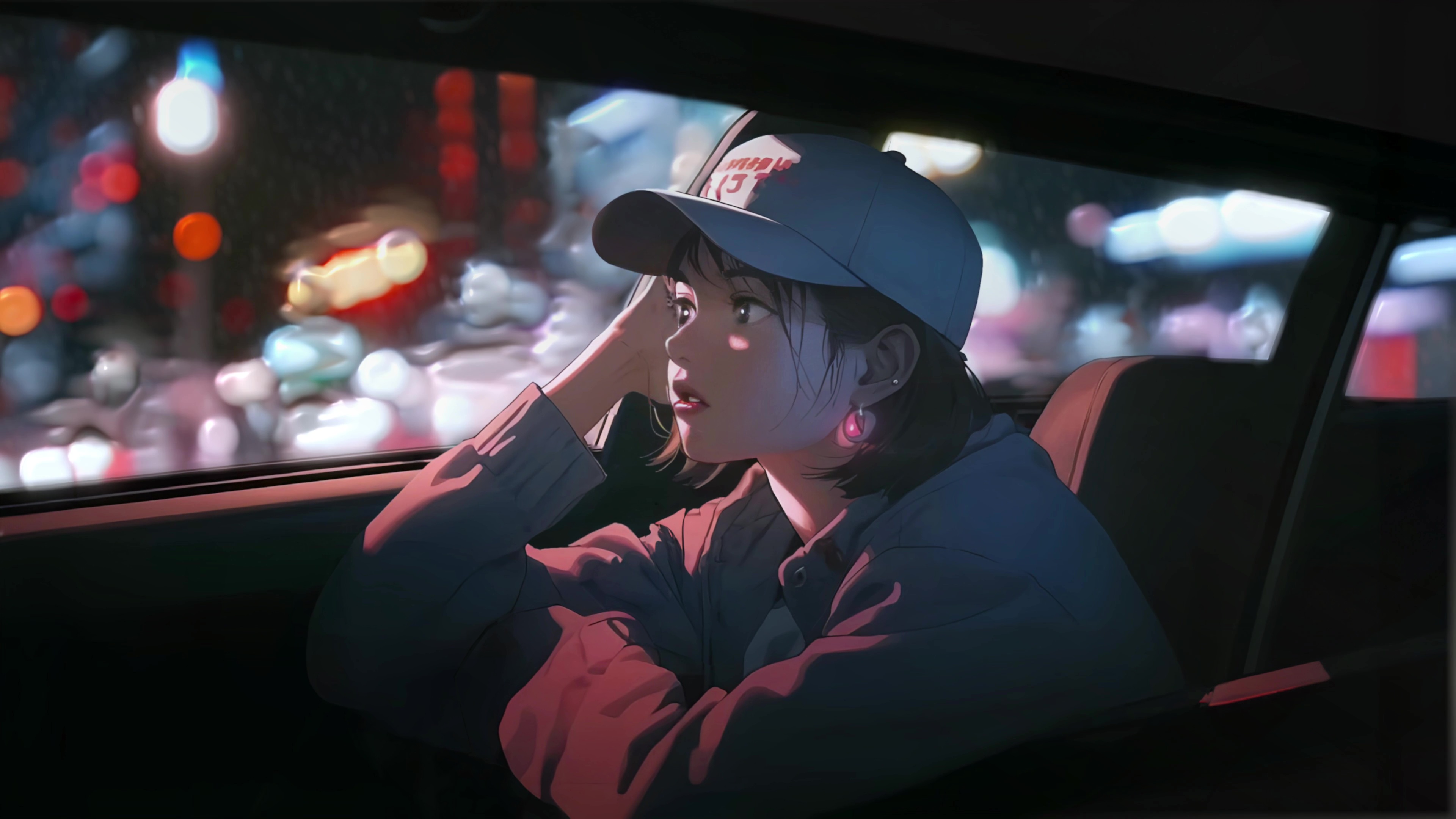 Short Hair Anime Girl In Rainy Night Live Wallpaper - HDLiveWall.com.