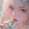 Sweet Anime Girl Drinking Ice Tea Live Wallpaper