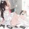 Anime Cat Girl In Pyjama Playing Games Live Wallpaper
