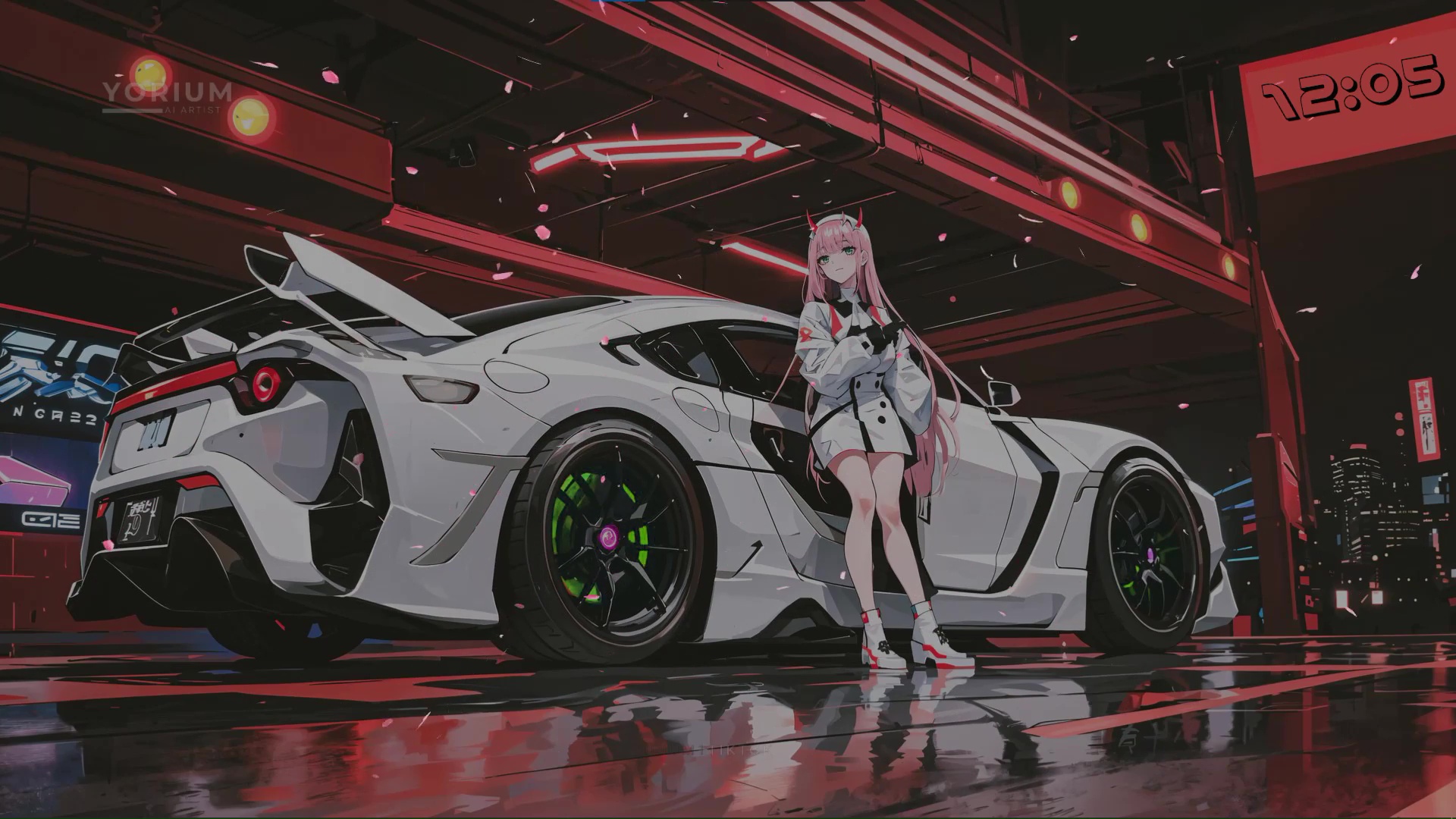 Zero Two With Sport Car Live Wallpaper - HDLiveWall.com